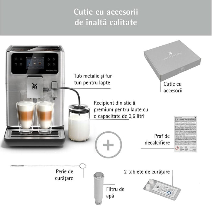 Espressor automat WMF Perfection 660 CP813D10, 3l, 1550W, 15 bar, argintiu-negru WALTI