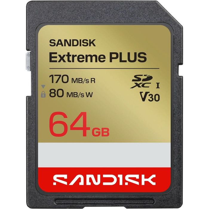 Card de memorie SANDISK Extreme Plus SD, SDXC, 64GB, 80MB/s, clasa 10 WALTI