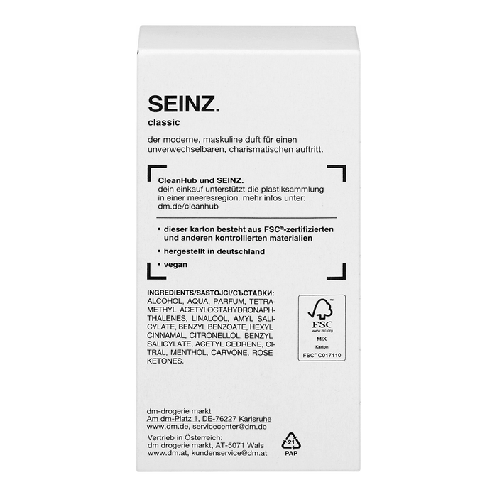 SEINZ. Apa de toaletă pentru bărbați classic, 60 ml WALTI