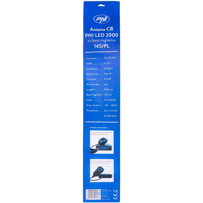 Antena CB PNI PNI-LED20-BM, lungime 90cm WALTI