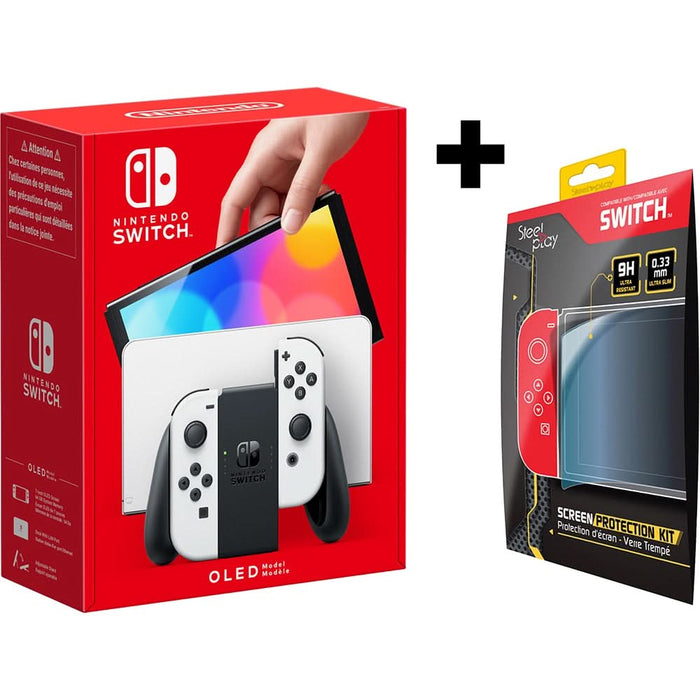 Consola NINTENDO Switch OLED (White Joy-Con) + Screen Protection Kit WALTI