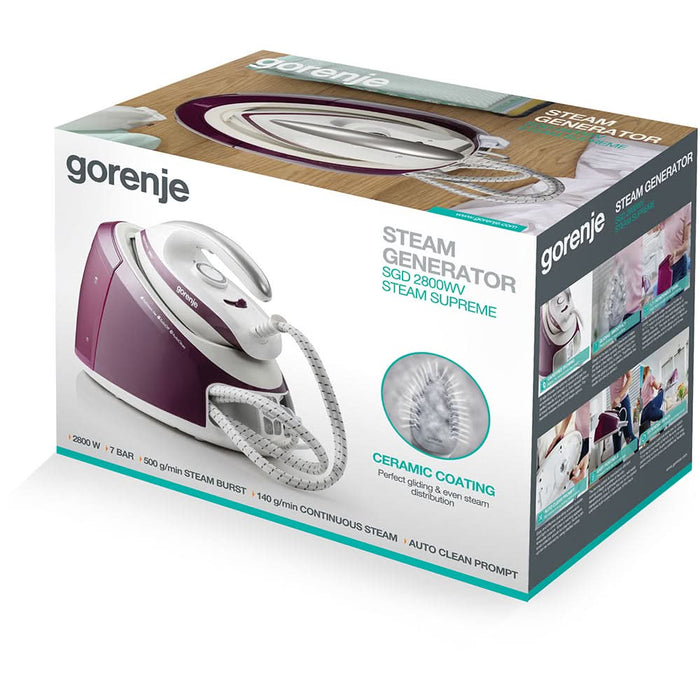 Statie de calcat GORENJE SGD2800WV, 2800W, 500g/min, 1700ml, talpa ceramica, visiniu-alb WALTI