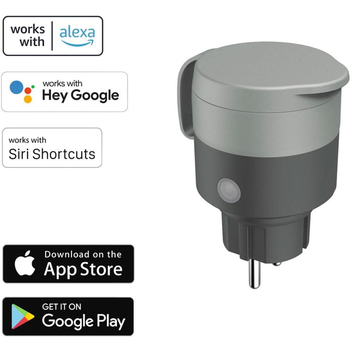 Priza inteligenta de exterior HAMA 00176624, Wi-Fi, 2300W, 10A, IP44, gri WALTI