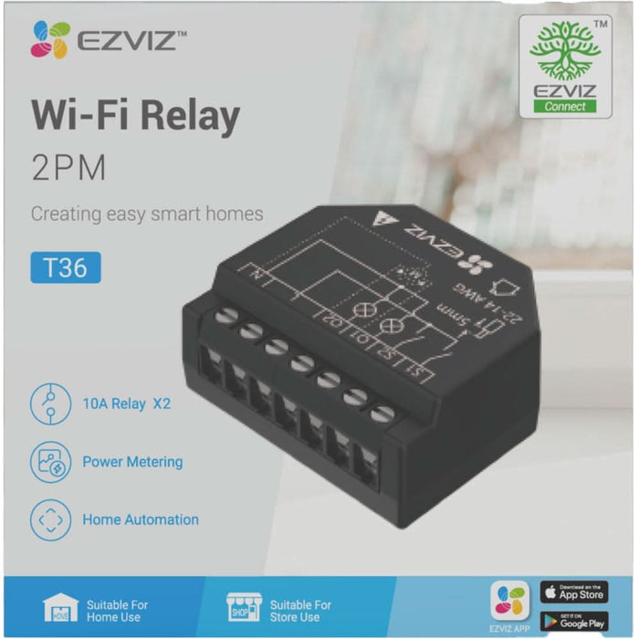 Releu smart EZVIZ T36WM, Wi-Fi, programare, automatizare, statistica, control vocal, negru WALTI