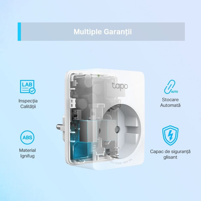 Set 2 prize inteligente TP-LINK Tapo P100, Wi-Fi, 2300W, 10A, alb WALTI