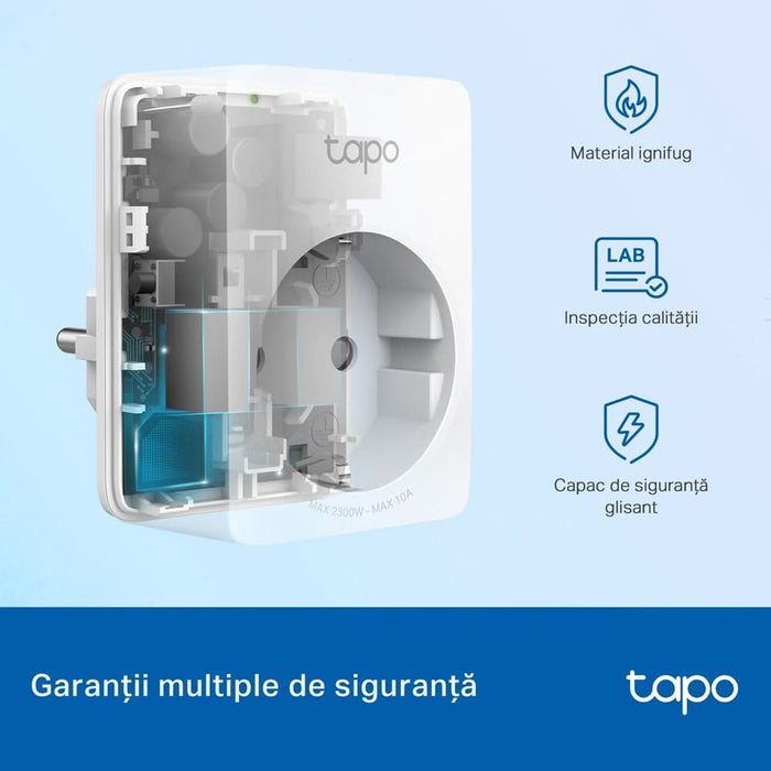 Priza inteligenta TP-LINK Mini TAPO P100M, Wi-Fi, 2300W, 10A, alb WALTI