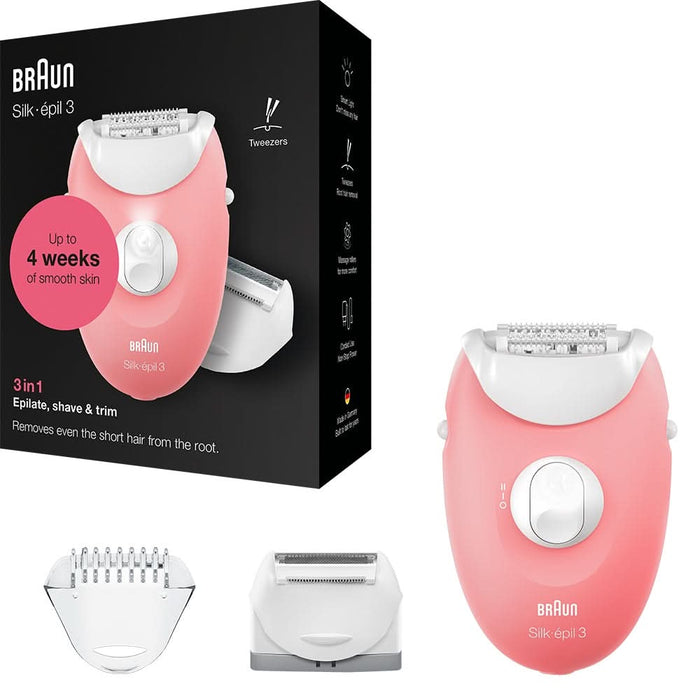 Epilator BRAUN Silk-epil 3 3-277, 20 pensete, 2 viteze, SoftLift Tips, retea, roz - WALTI WALTI