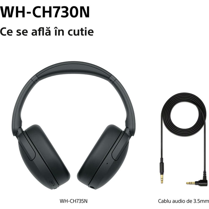 Casti SONY WH-CH730NB, Bluetooth, Over-Ear, Microfon, Noise Cancelling, negru WALTI