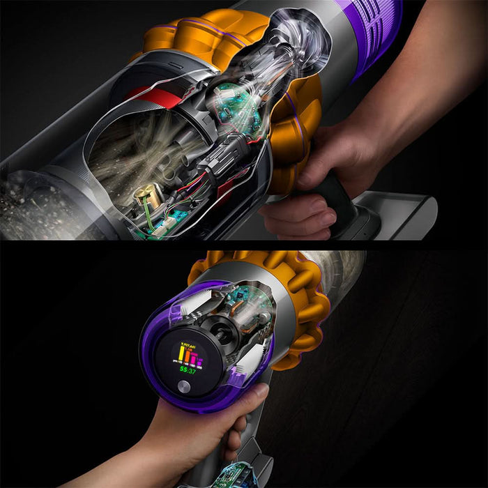Aspirator vertical DYSON V15 Detect Absolute 49471901, 0.76l, autonomie max 60 min, Senzor Piezo, argintiu-galben WALTI