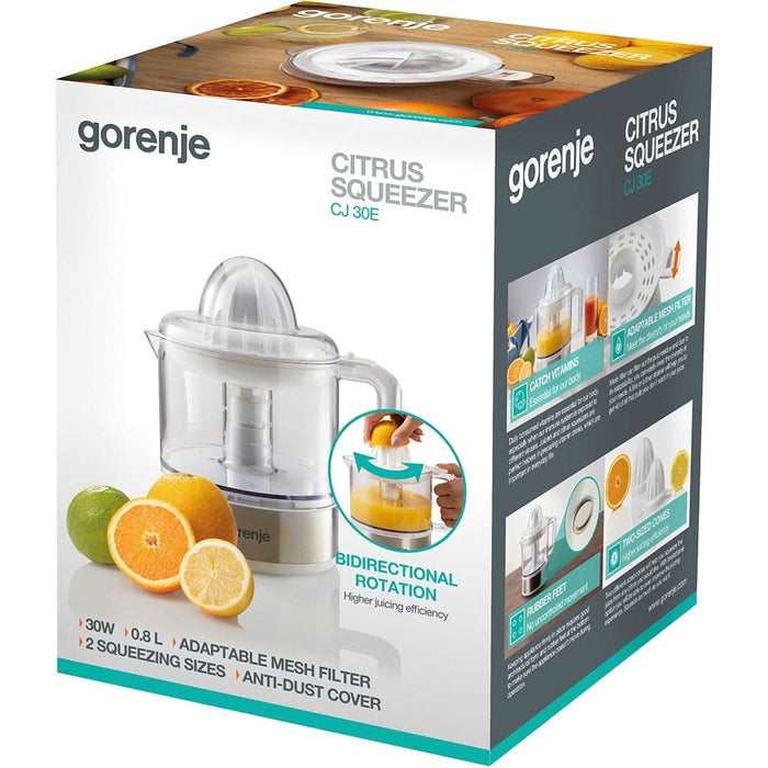 Storcator citrice GORENJE CJ30E, 0.8l, 30W, 1 treapta viteza, alb-argintiu WALTI