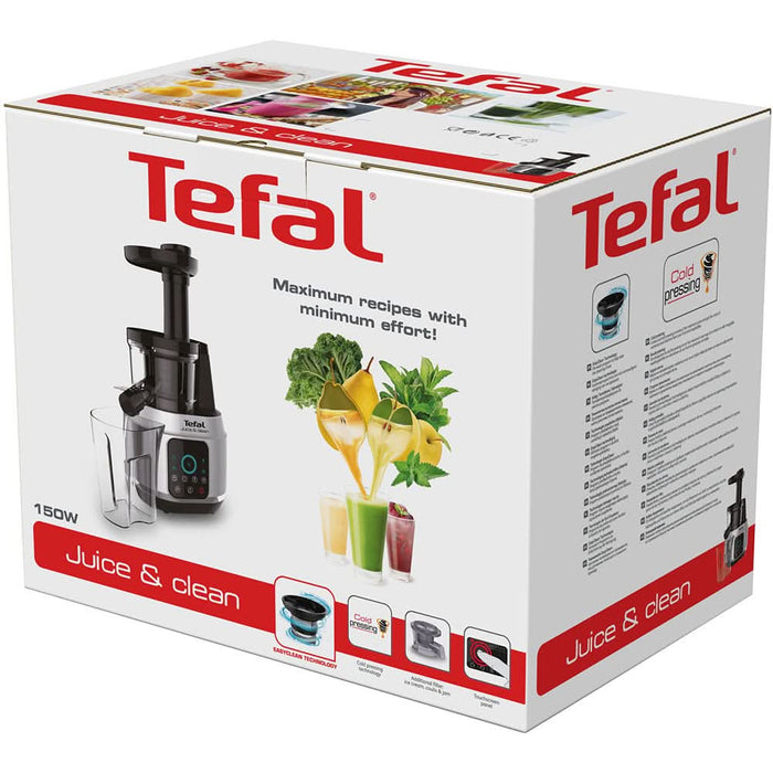 Storcator fructe si legume TEFAL ZC420E38 Juice N'Clean, 0.8l, 150W, 2 trepte viteza, negru-argintiu WALTI