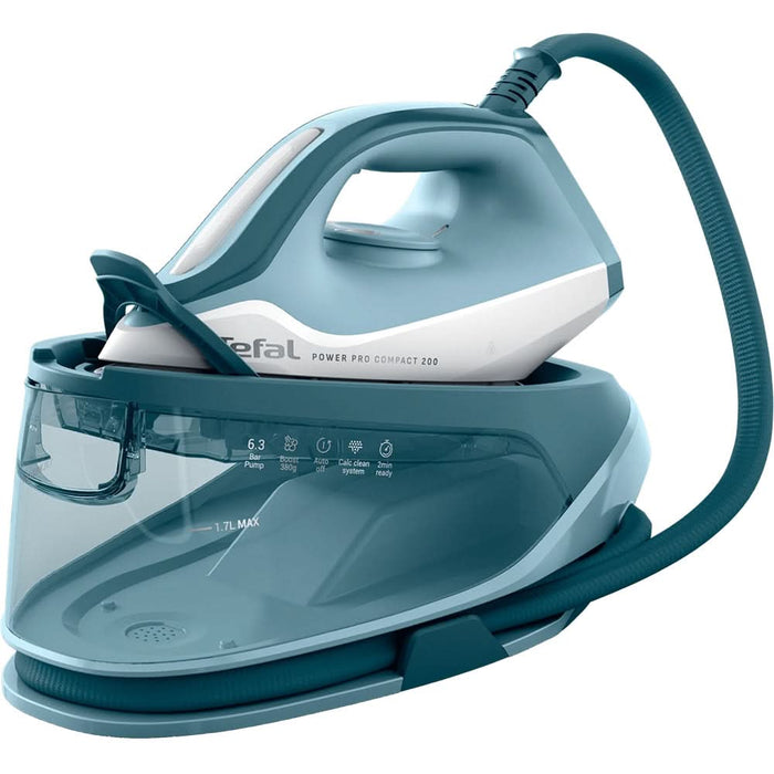 Statie de calcat TEFAL Power Pro Compact SV6212E0, 2400W, 380g/min, 1.7l, talpa ceramica Xpress Glide, albastru-alb WALTI