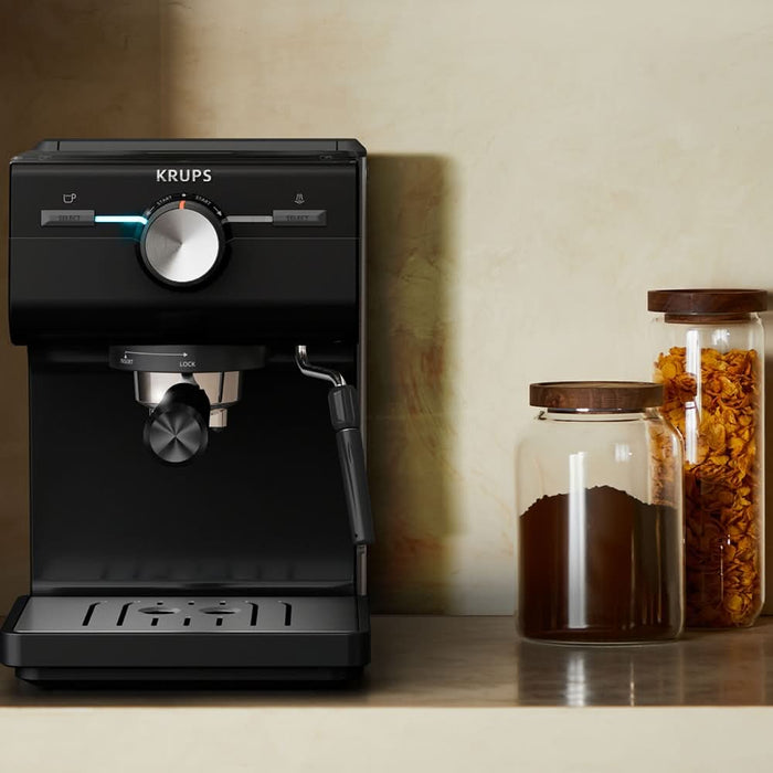 Espressor manual KRUPS Authentic XP381810, 2l, 15 bar, sistem Cappuccino, negru-argintiu WALTI
