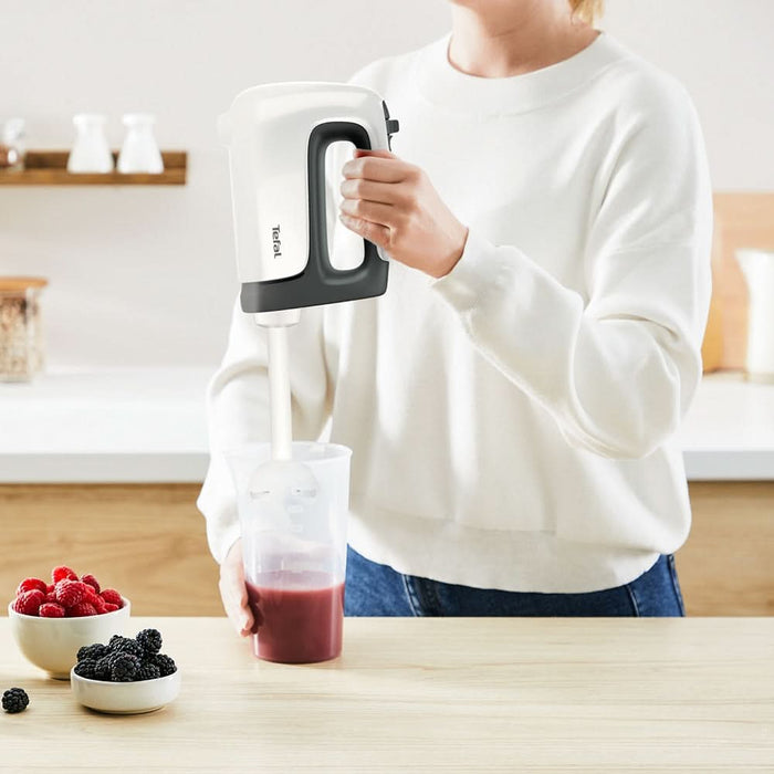 Mixer de mana TEFAL Prep'Mix HT461138, 0.6l, 500W, 5 trepte viteza, alb-gri inchis WALTI