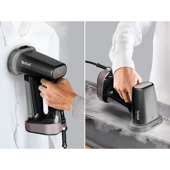 Aparat de calcat vertical TEFAL Pure Force DT8765E0, 1800W, 90g/min, 180ml, talpa ceramica, roz-gri WALTI