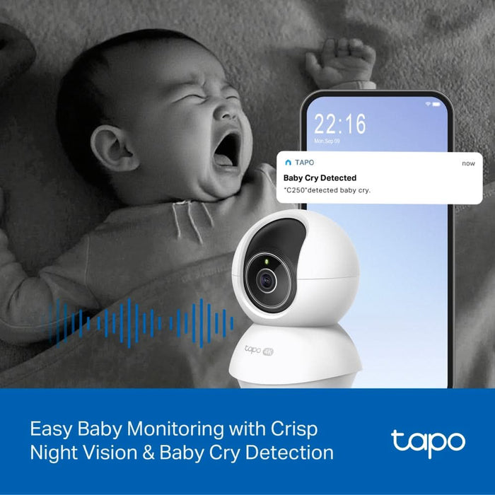 Camera IP Wireless interior TP-LINK Tapo C250, 4K 2160p, IR, Night Vision, alb WALTI