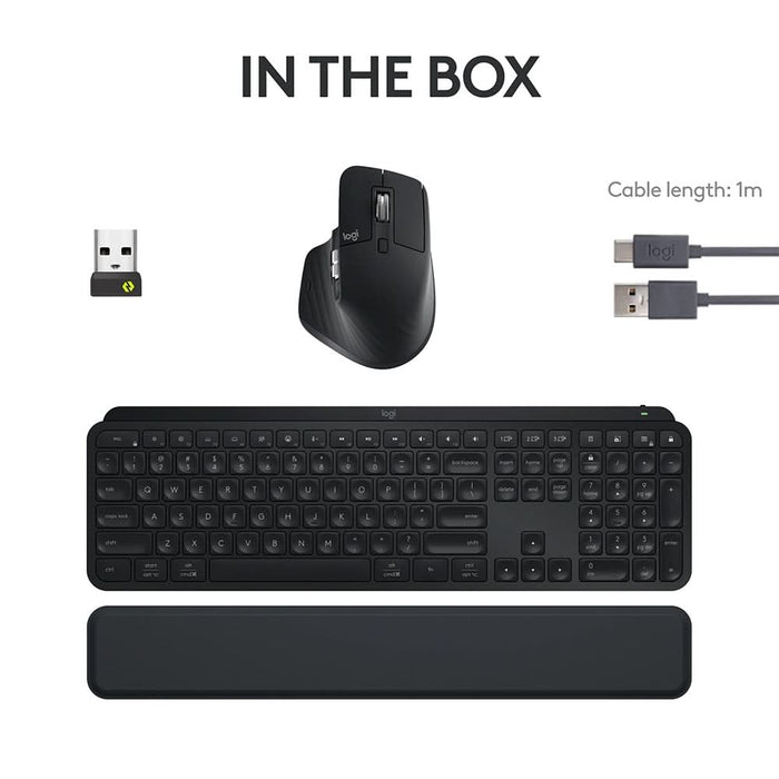 Kit tastatura si mouse Wireless LOGITECH MX KEYS S Combo, USB, Bluetooth, negru WALTI