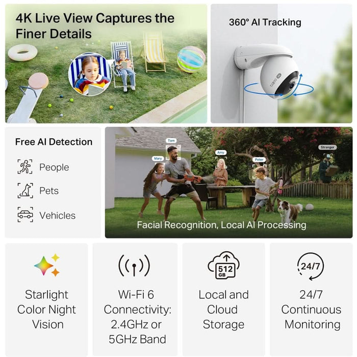 Camera IP Wireless TP-LINK TC46, 4K 2160p, IR, NightVision, alb WALTI