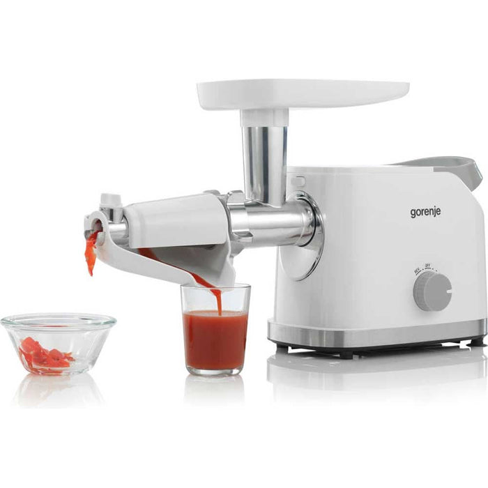 Masina de tocat carne GORENJE MG1802SJW, 2.1kg/min, 1800W, accesoriu feliere/razuire/suc de rosii, alb-argintiu WALTI