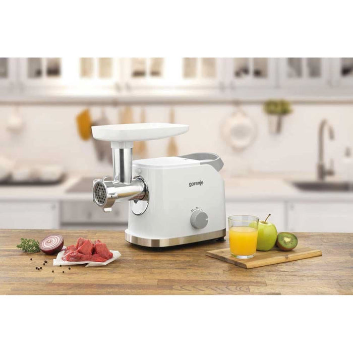 Masina de tocat carne GORENJE MG1802SJW, 2.1kg/min, 1800W, accesoriu feliere/razuire/suc de rosii, alb-argintiu WALTI