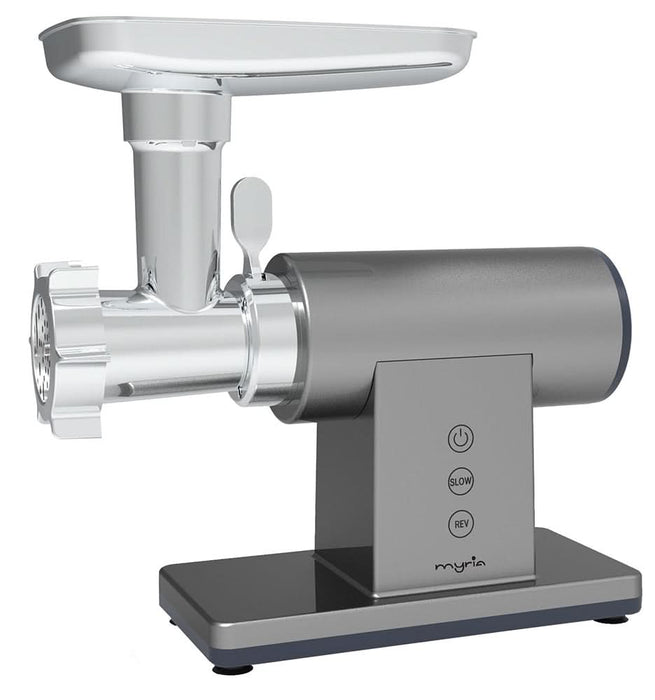 Masina de tocat carne MYRIA MY4495, 1.2kg/min, 1600W, accesoriu carnati/kebbe, argintiu-gri inchis WALTI