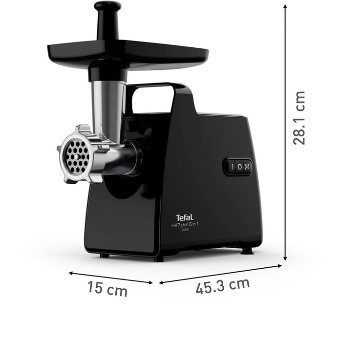 Masina de tocat carne TEFAL NE553838, 2.8kg/min, 2000W, accesoriu carnati/suc de rosii/kebbe, negru WALTI