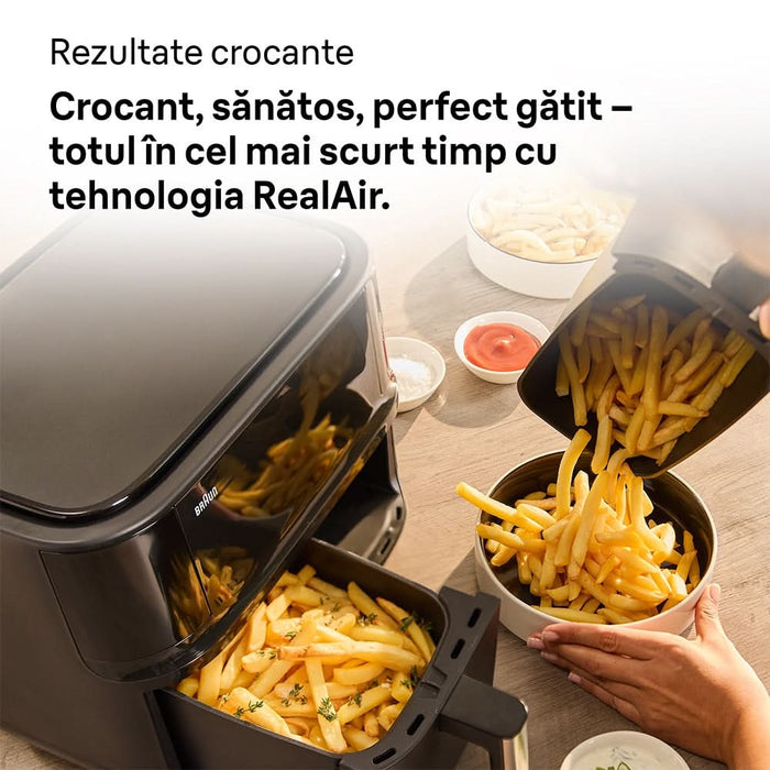 Friteuza cu aer cald dubla BRAUN TwinCook 3 TD3030IBK, 8l, 1.8kg, 2850W, negru-argintiu WALTI