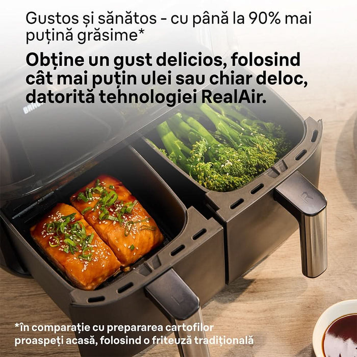 Friteuza cu aer cald dubla BRAUN TwinCook 3 TD3030IBK, 8l, 1.8kg, 2850W, negru-argintiu WALTI