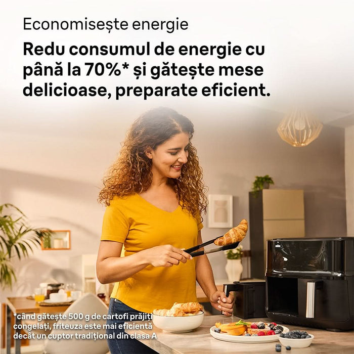Friteuza cu aer cald dubla BRAUN TwinCook 3 TD3030IBK, 8l, 1.8kg, 2850W, negru-argintiu WALTI