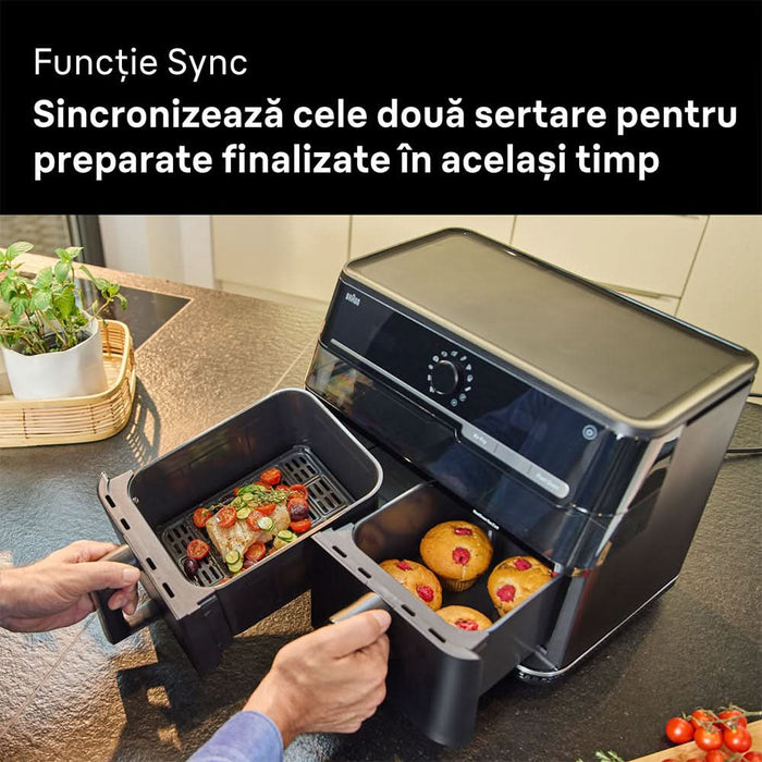 Friteuza cu aer cald dubla BRAUN TwinCook 5 TD5073, 10l, 2.5kg, 2850W, negru-gri inchis WALTI