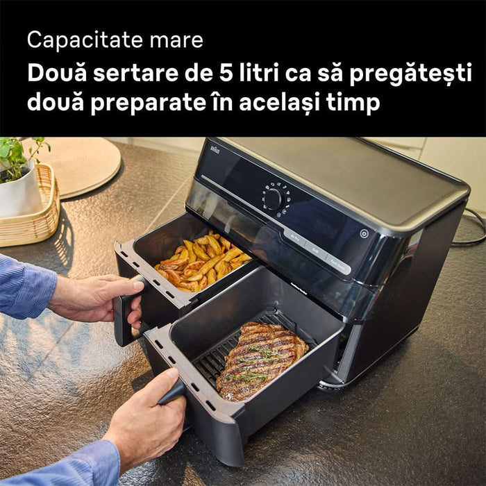 Friteuza cu aer cald dubla BRAUN TwinCook 5 TD5073, 10l, 2.5kg, 2850W, negru-gri inchis WALTI