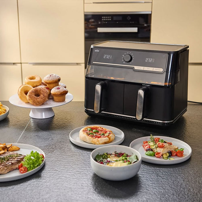 Friteuza cu aer cald dubla BRAUN TwinCook 5 TD5073, 10l, 2.5kg, 2850W, negru-gri inchis WALTI