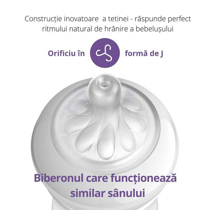 Set PHILIPS AVENT Natural Response SCD837/11: 2 biberoane 260ml + 2 suzete, flux lent, 0-6 luni, multicolor WALTI