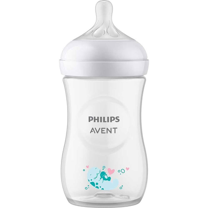 Set PHILIPS AVENT Natural Response SCD837/11: 2 biberoane 260ml + 2 suzete, flux lent, 0-6 luni, multicolor WALTI