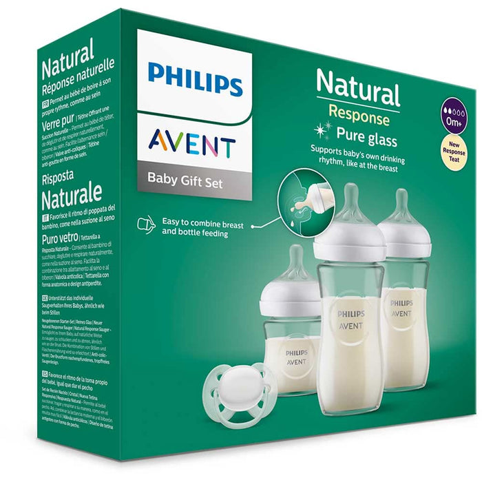 Set PHILIPS AVENT Natural Response SCD878/11: biberon 120ml + 2 biberoane 240ml + suzeta, flux lent, 0 luni+, multicolor WALTI
