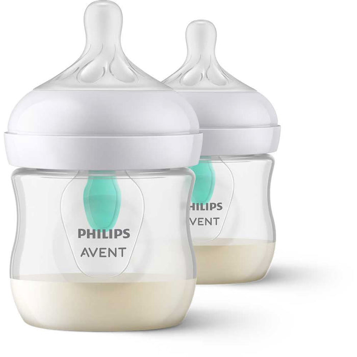 Set 2 biberoane cu dispozitiv anticolici PHILIPS AVENT Natural Response AirFree SCY670/02, flux nou-nascut, 0 luni+, 125ml, alb-verde WALTI
