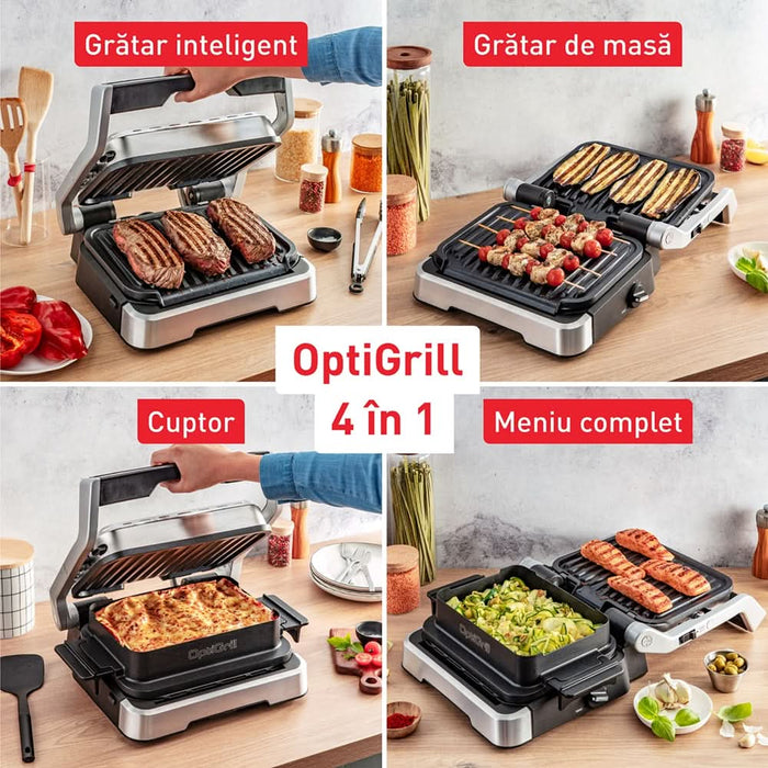 Gratar electric TEFAL OptiGrill 4in1 GC774D30, 2100W, 9 programe automate, argintiu-negru WALTI