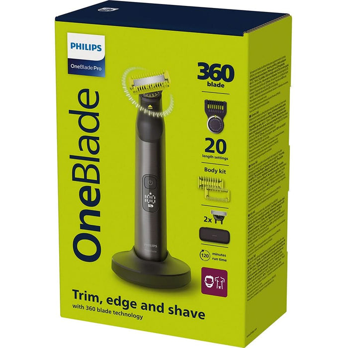 Aparat hibrid de barbierit, tuns barba si parul corporal PHILIPS OneBlade Pro QP6652/61, acumulator, 120 min autonomie, negru WALTI