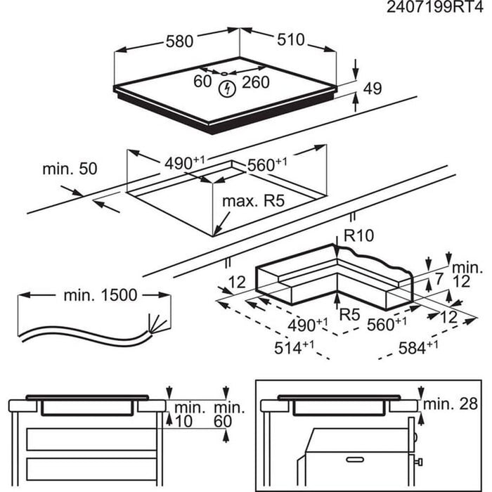 Plita incorporabila AEG TO64IB00IB, Inductie, 4 arzatoare, Touch Control, negru - WALTI WALTI