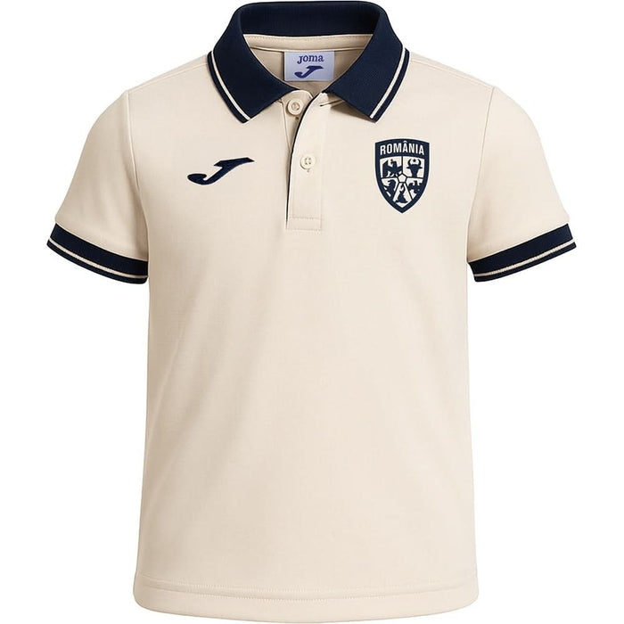 Tricou fotbal de prezentare pentru copii JOMA Echipa Nationala de Fotbal a Romaniei 2025, marimea 3XS, crem WALTI