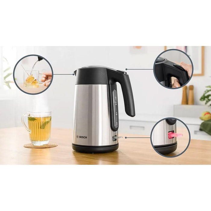 Fierbator apa BOSCH TWK7L460, 1.7l, 2400W, argintiu-negru WALTI