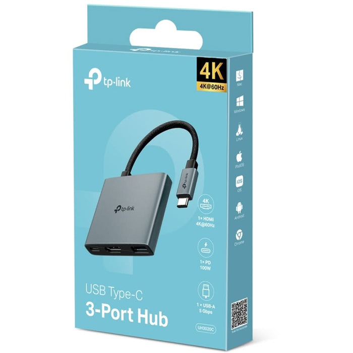 Hub USB TP-LINK UH3020C, USB Type-C, argintiu-negru WALTI