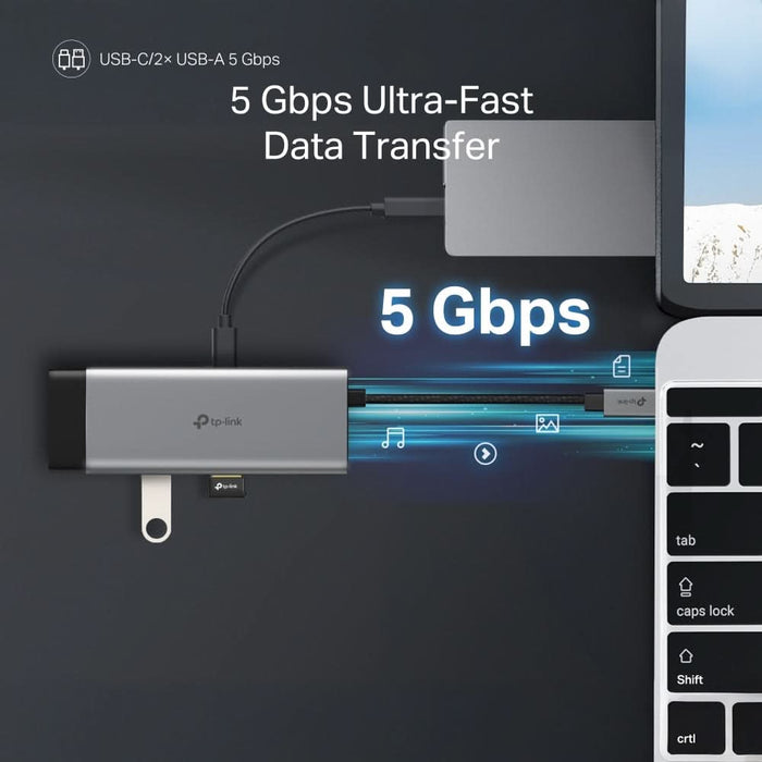 Hub USB TP-LINK UH7020C, USB Type-C, argintiu-negru WALTI