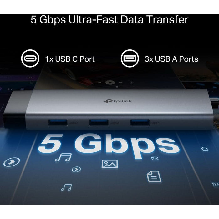 Hub USB TP-LINK UH9120C, USB Type-C, argintiu-negru WALTI