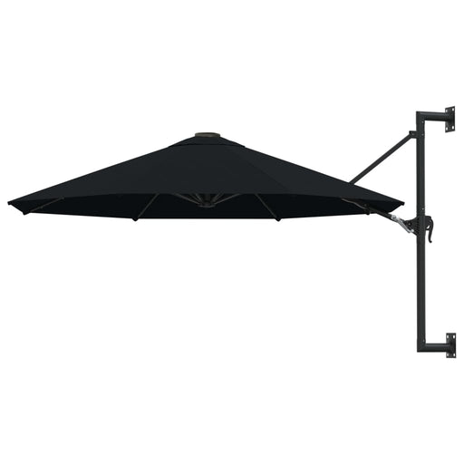 Umbrelă de soare montată pe perete cu stâlp metalic 300 cm negru - WALTI WALTI