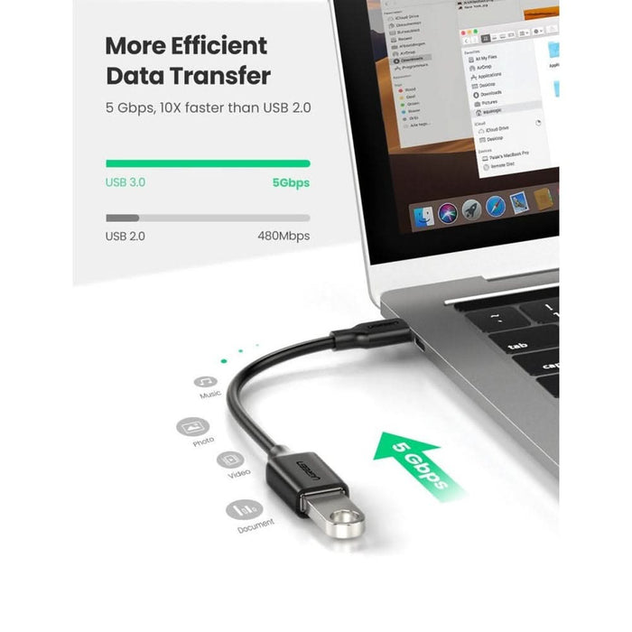 Cablu adaptor OTG USB C - USB A UGREEEN 30701, negru WALTI