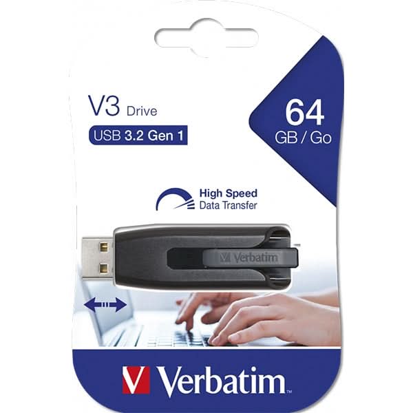 Memorie USB VERBATIM Store 'n' Go V3, 64GB, USB 3.2, negru WALTI