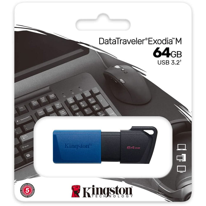 Memorie USB KINGSTON DataTraveler Exodia M DTXM/64GB, 64GB, USB 3.2, albastru WALTI