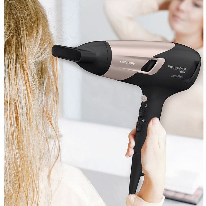 Uscator de par ROWENTA Studio Dry Glow CV5831F0, 2 viteze, 3 trepte temperatura, negru-roz WALTI