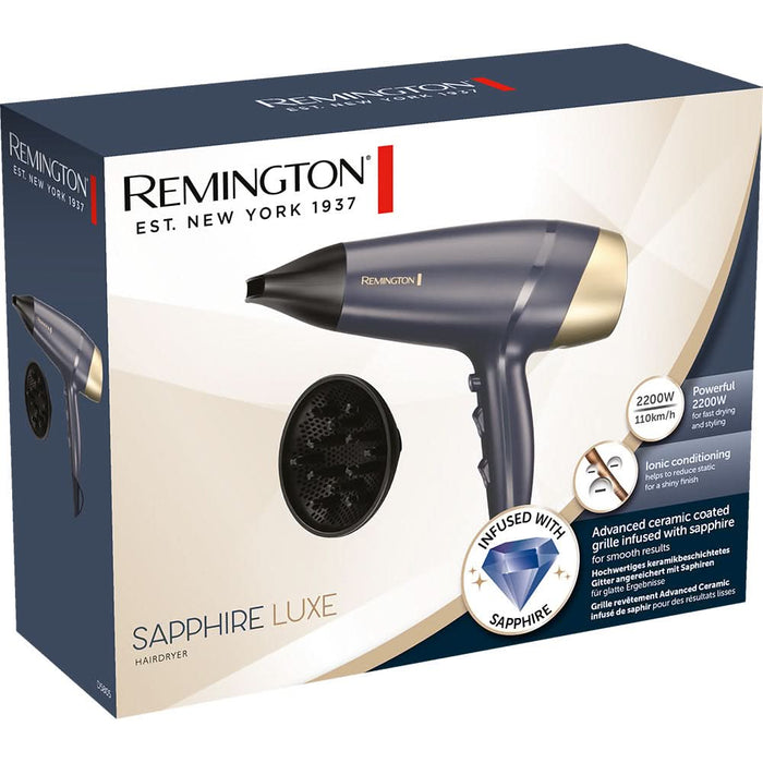 Uscator de par REMINGTON Sapphire Luxe D5805, 2200W, 2 viteze, 3 trepte temperatura, albastru WALTI